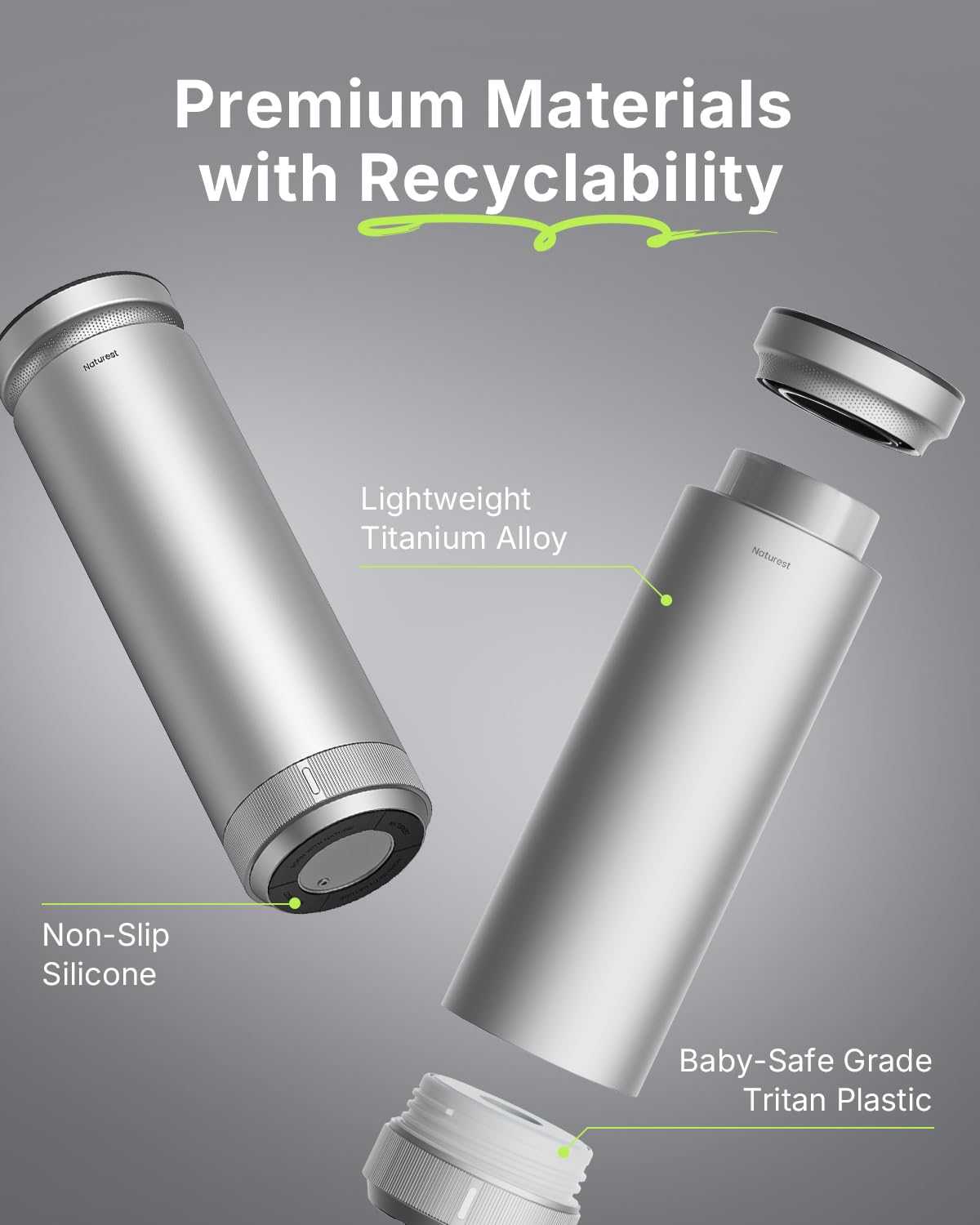 Titanium Hydrogen Water Bottle Generator with Eco-Recyclable Materials & PEM Tech – 12 oz, 2000+ PPB 5-Min Rapid Hydrogen, Rechargeable Portable for Home/Office/Travel/Fitness-Excellent Gift Choice