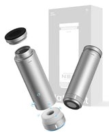 Titanium hydrogen water bottle generator with eco-recyclable materials and PEM technology for portable use