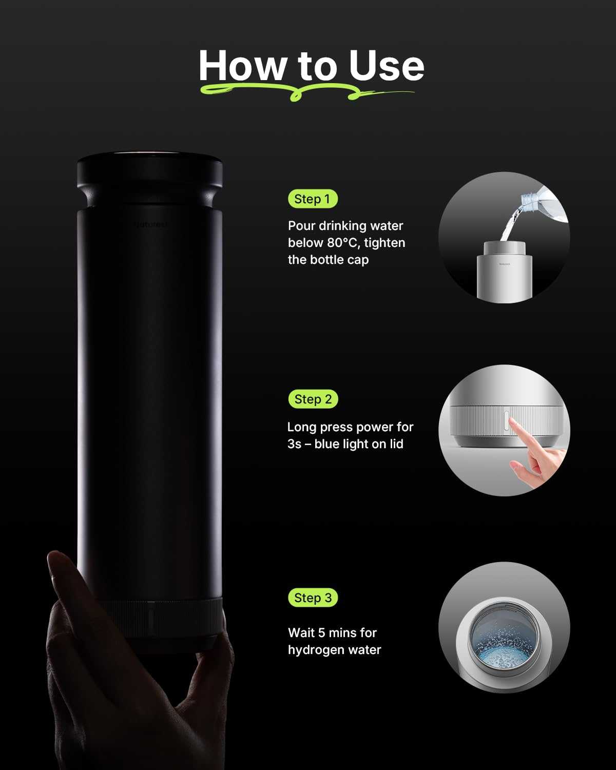 Titanium Hydrogen Water Bottle Generator with Eco-Recyclable Materials & PEM Tech – 12 oz, 2000+ PPB 5-Min Rapid Hydrogen, Rechargeable Portable for Home/Office/Travel/Fitness-Excellent Gift Choice