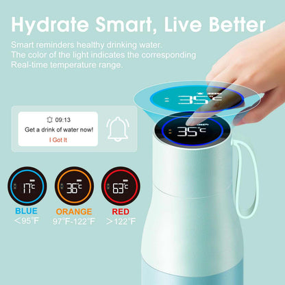 Vsitoo 15oz Smart Self Cleaning Water Bottle，Insulated Water Bottle with Stainless Steel, BPA-Free, AI Self-Clean, 30-Day Battery, Magnetic Charging for Travel, Gym or Office, White