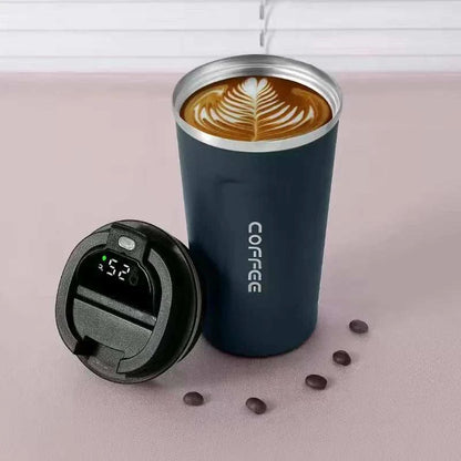 Smart Temperature Display insulated stainless steel cup with LED temperature indicator and leak-proof lid